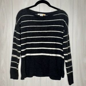 C&C California Wool Blend Cropped Gray & White Stripped Sweater Size Medium